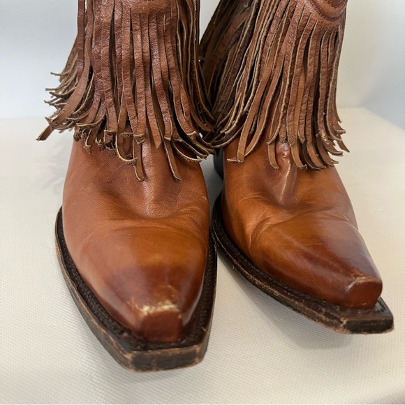 Corral Brown Leather Fringe Western Cowboy Boots - Picture 3 of 13